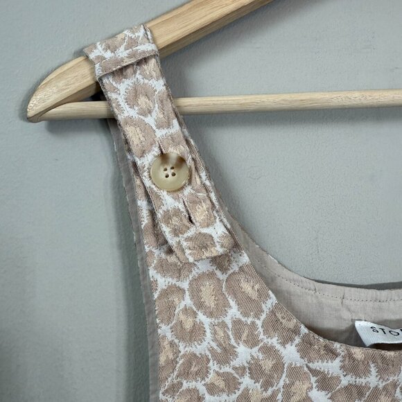 Storia Leopard Print Jacquard Overall Mini Dress Women's Large Beige Boho NWOT - Picture 7 of 10